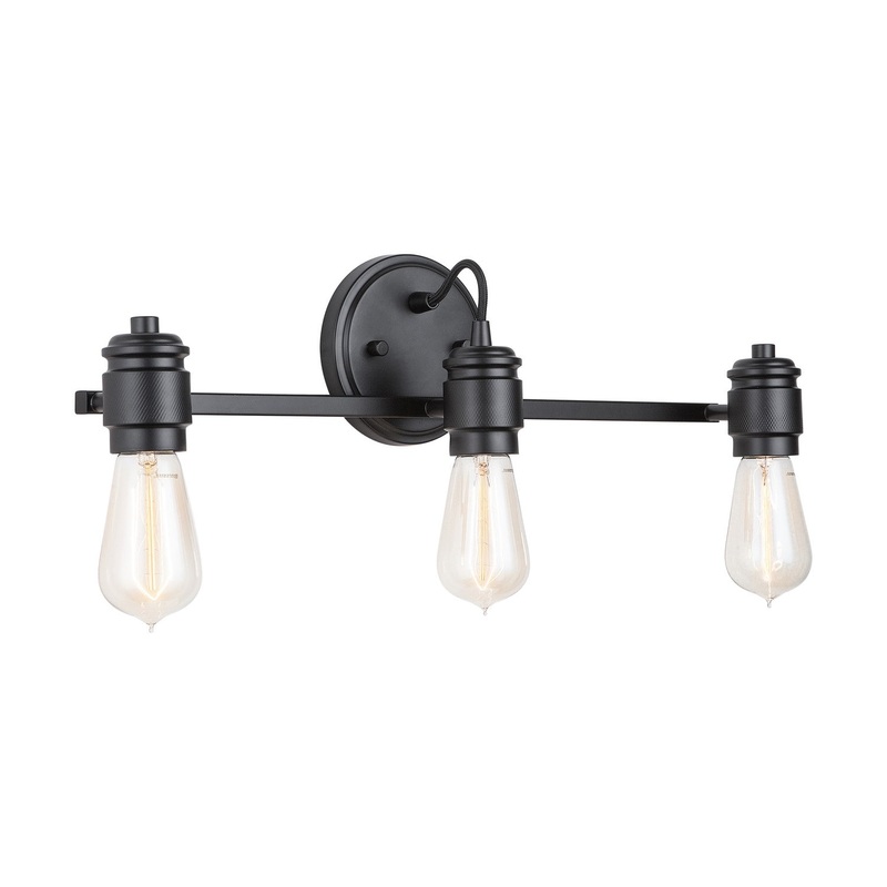 Three Light Vanity from the Menlo Collection in Matte Black Finish by Capital Lighting