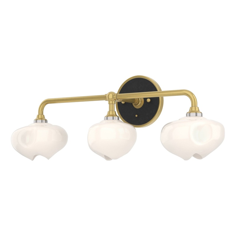 Ume 3-Light Curved Arm Bath Sconce Modern Brass Black