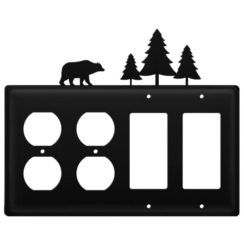 Village Wrought Iron EOOGG-83 Quad Bear & Pine Trees Double Outlet and Double GFI Cover CUSTOM Product