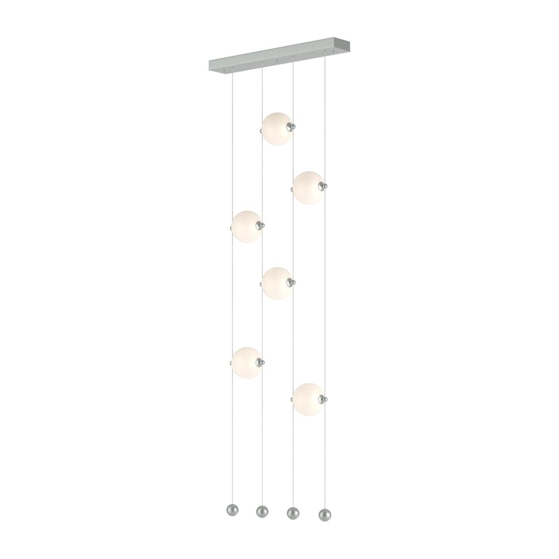 Abacus 6-Light Ceiling-to-Floor LED Pendant Vintage Platinum Opal Glass (GG)