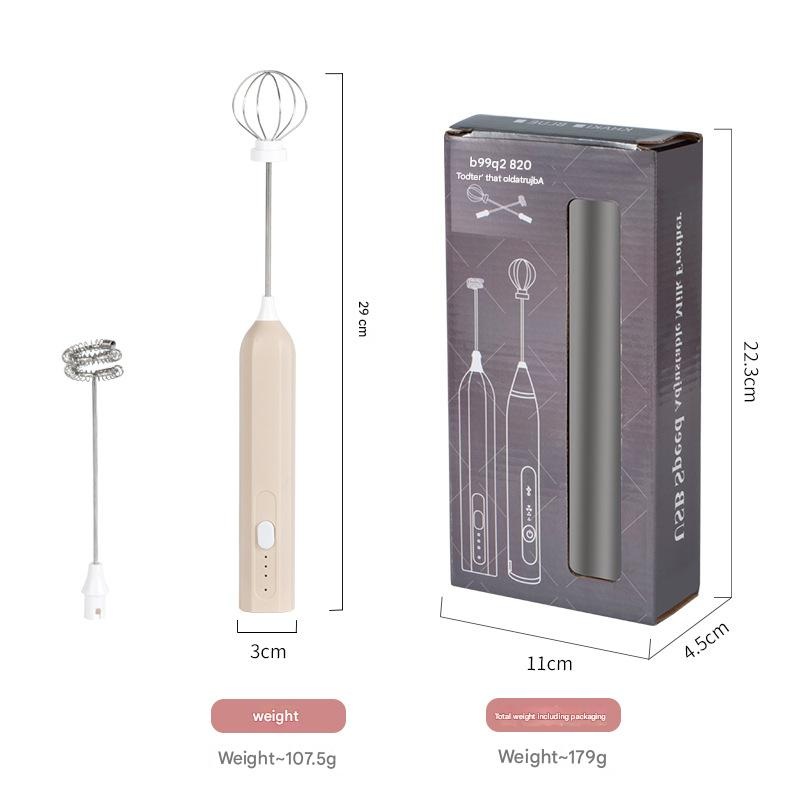 Apricot Mini Hand Mixer with Frother & Balloon Whisk Heads – Rechargeable Kitchen Tool