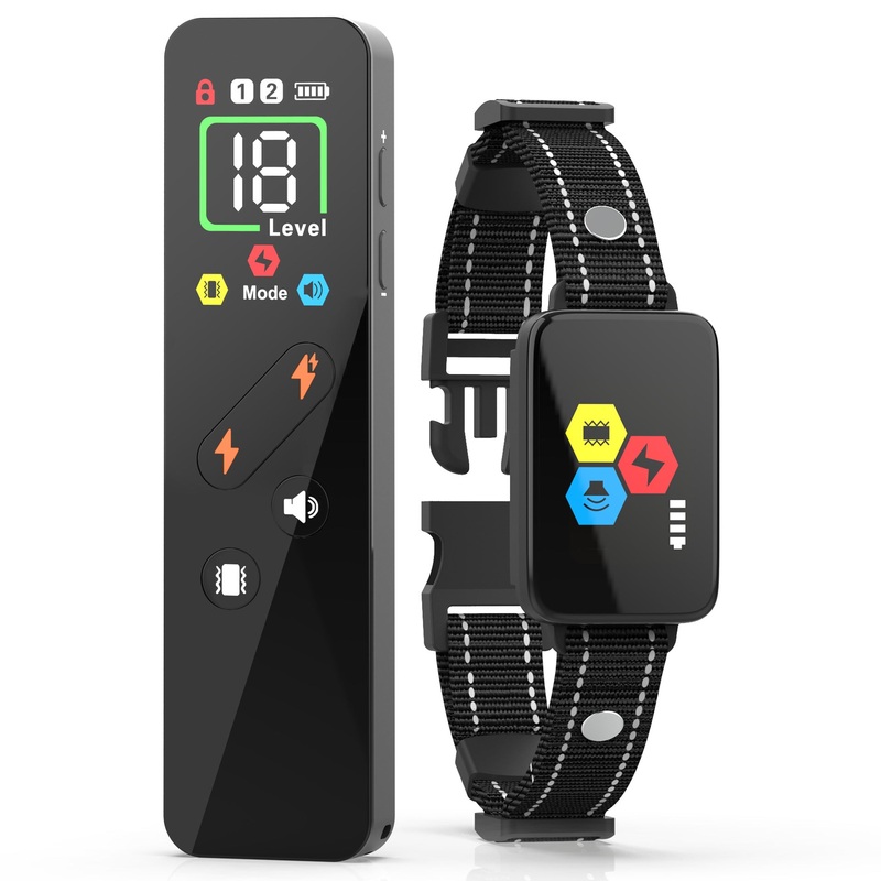 Black Rechargeable Remote Dog Training Collar – Waterproof E-Collar with Beep, Vibration & Shock Modes