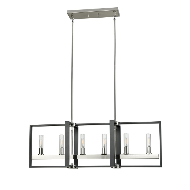 Blairmore 6-Light Linear Satin Nickel and Graphite with Clear Glass