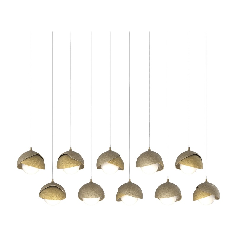 Brooklyn 10-Light Double Shade Pendant Soft Gold Modern Brass