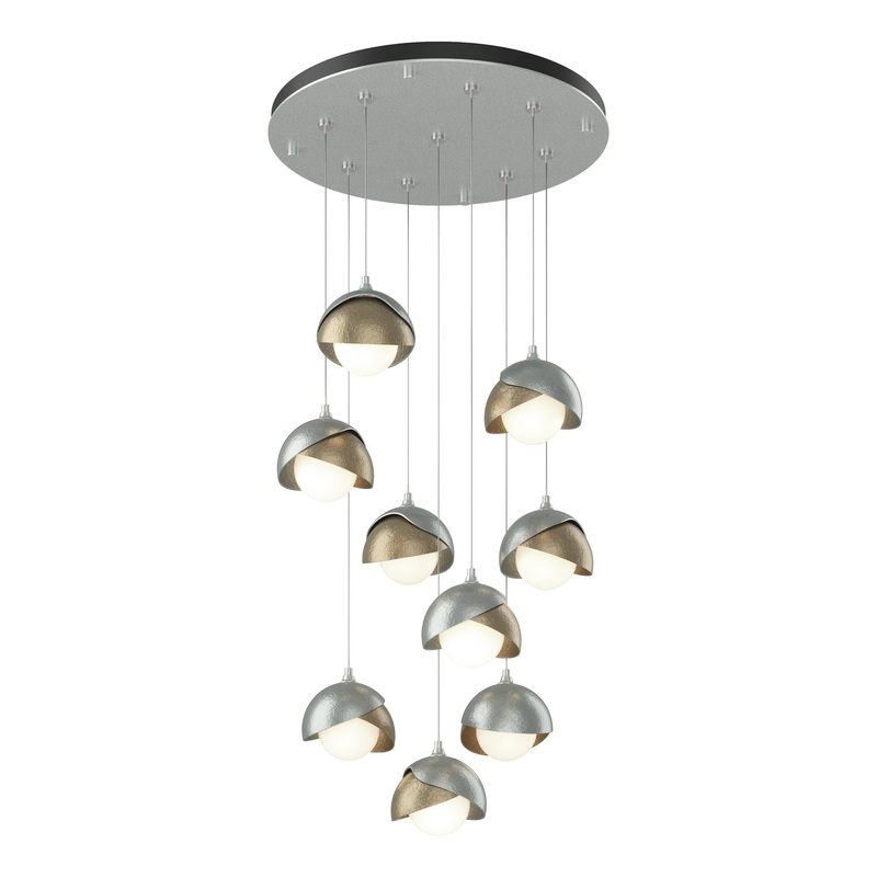 Brooklyn 9-Light Double Shade Pendant Vintage Platinum Soft Gold