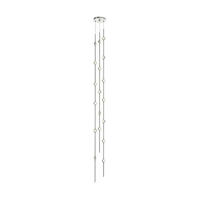 Constellation Andromeda Tall 6″ Round LED Pendant Satin Nickel with Clear Faceted Acrylic 3000K 20′ Adjustable Cord