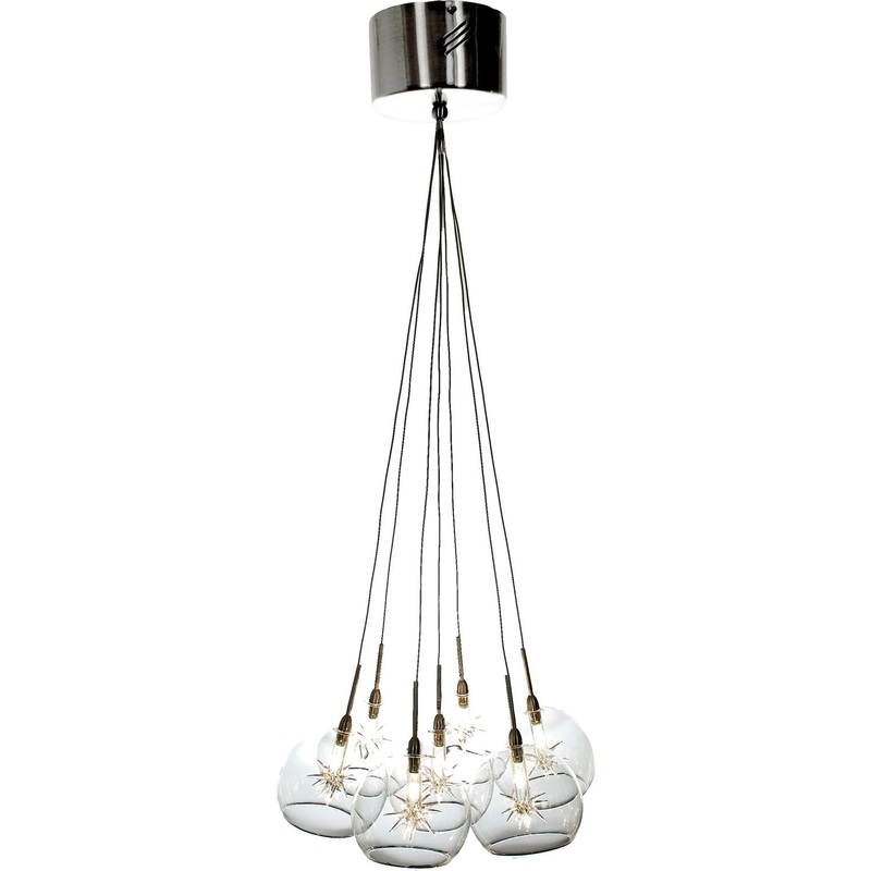 ET2 E20114-24 Starburst Seven Light Pendant Satin Nickel