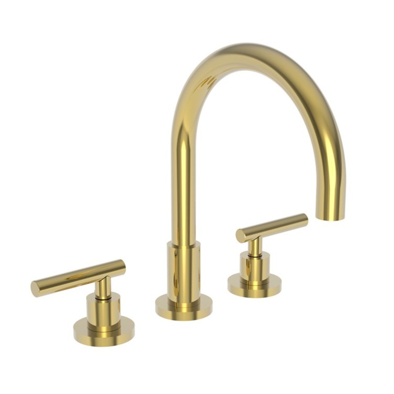 Kitchen Faucet East Linear Widespread 8 to 20 Inch Spread 2 Lever ADA Polished Gold PVD Spout Height 5-5/7 Inch 1.8 Gallons per Minute