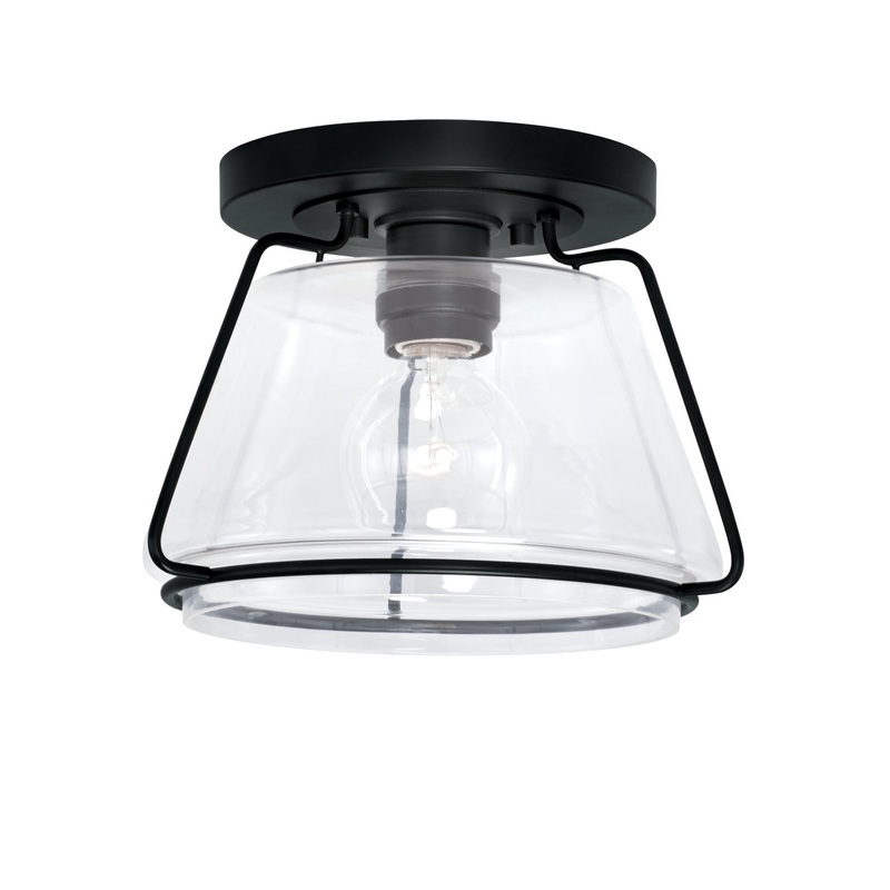 One Light Flush Mount from the McLane Collection in Matte Black Finish by Capital Lighting