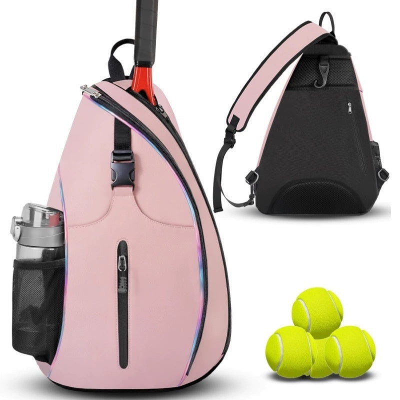Pink Tennis Pickleball Sling Bag – Crossbody Racket Backpack for Men & Women (33x14x49cm)