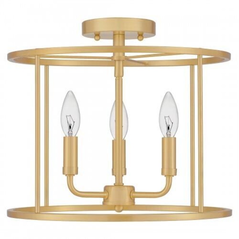 Quoizel ABR1714AB Abner Semi flush 3  light aged brass Semi-Flush Mount
