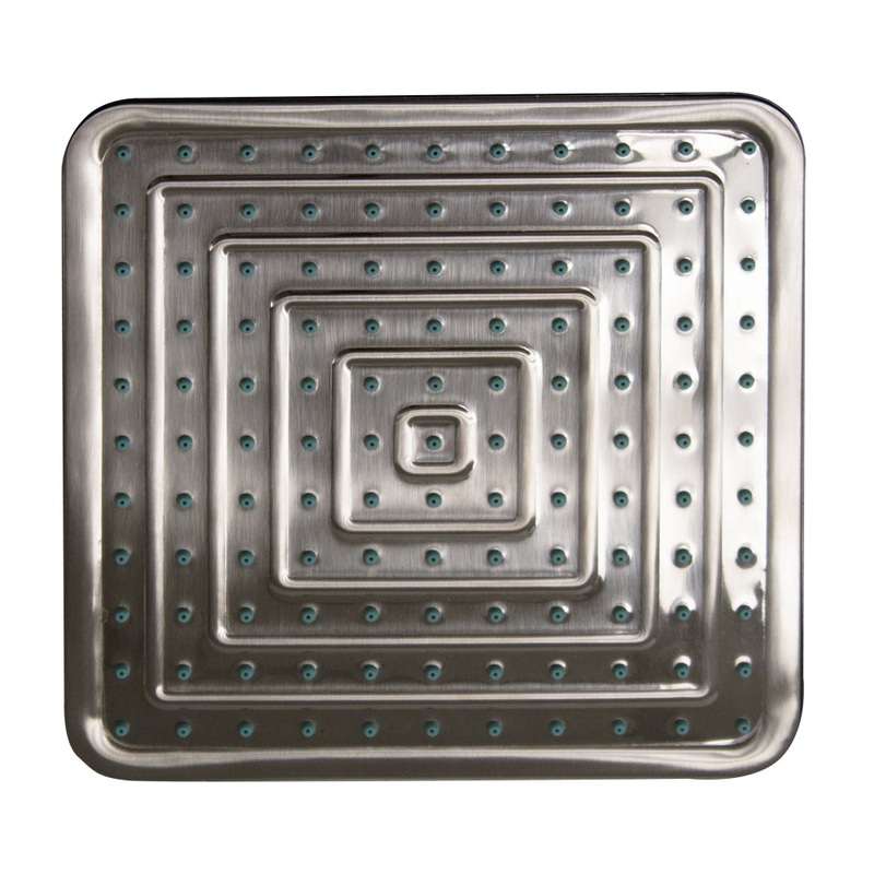 Showerhaus Square Rainfall Showerhead with Decorative Face and Rubber Nozzle Tips – Solid Brass Construction with Adjustable Ball Joint