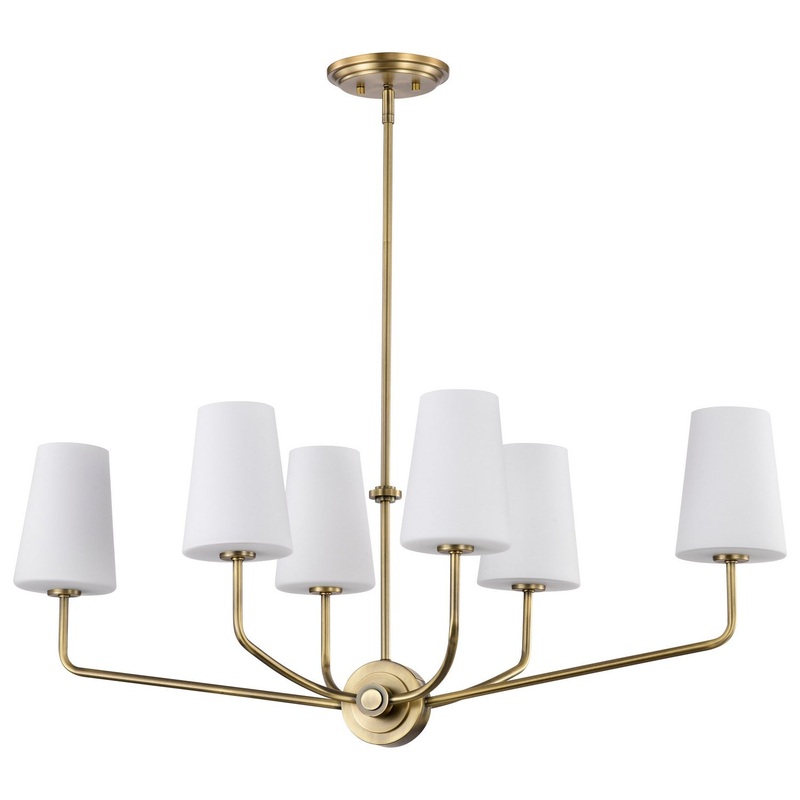 Six Light Island Pendant from the Cordello Collection in Vintage Brass Finish by Nuvo Lighting