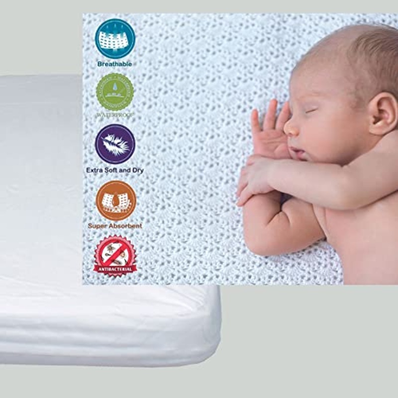 Ti TIN | Coprimaterasso Culla Beb 100% Cotone | Coprimaterasso Regolabile Impermeabile e Traspirante con Elastico |100% Poliuretano Federa in Spugna Antibatterico | Culla 60×120 cm
