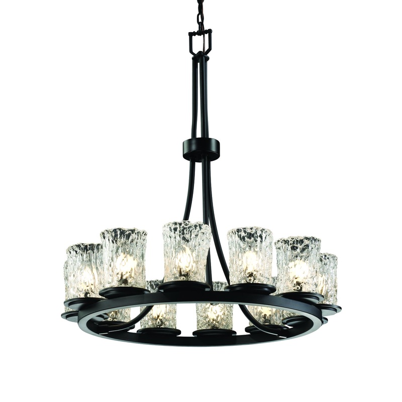 12 Light Chandelier from the Veneto Luce Collection in Matte Black Finish by Justice Designs