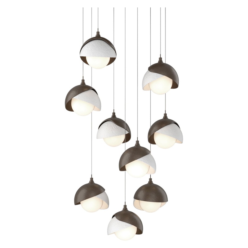 Brooklyn 9-Light Double Shade Pendant Bronze White