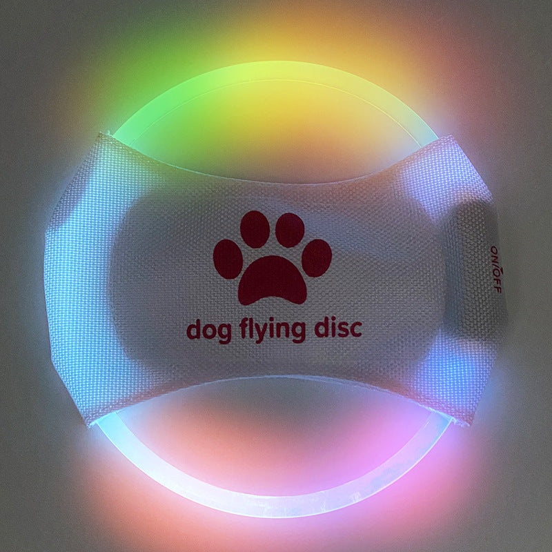 Colorful Light LED Rechargeable Dog Flying Disc – Glow-in-the-Dark Pet Training Toy with Paw Design