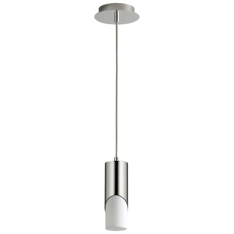 Ellipse Single-Light Short 2.75″ Mini Pendant with Acrylic Shade – Polished Nickel