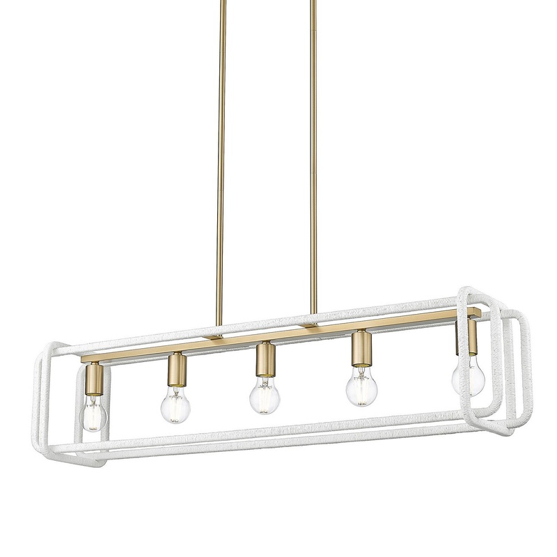 Five Light Linear Pendant from the Camden Collection in Brushed Champagne Bronze Finish by Golden