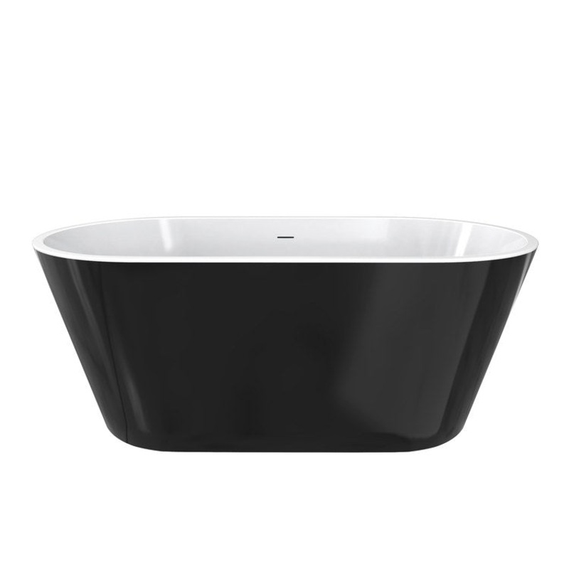 Freestanding Tub Chorale 60 x 30 Inch Soaker White with Black Skirt Center Drain Oval