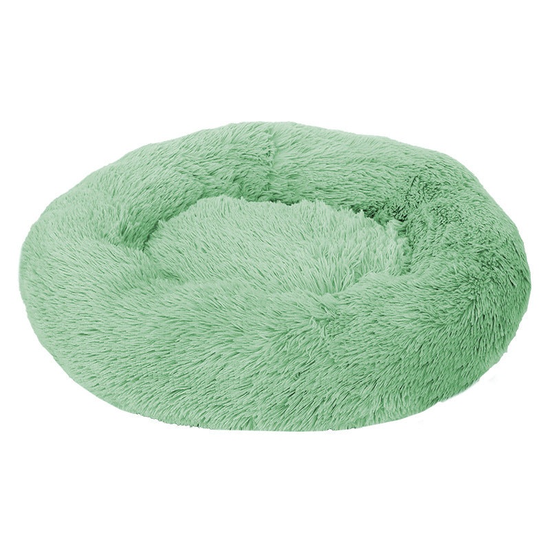 Green 50cm Cozy Round Pet Bed – Plush Cat & Dog Bed with Non-Slip Base, Machine Washable