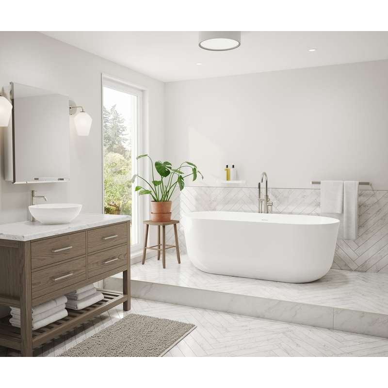 MAAX 107512-000-001-000 Malindi 67 x 30 Acrylic Freestanding Oval Center Drain Bathtub in White