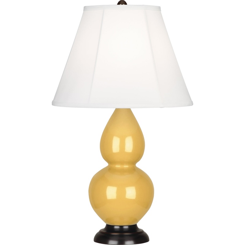 One Light Accent Lamp from the Small Double Gourd Collection in Sunset Yellow Glazed w/Deep Patina Bronze Finish by Robert Abbey