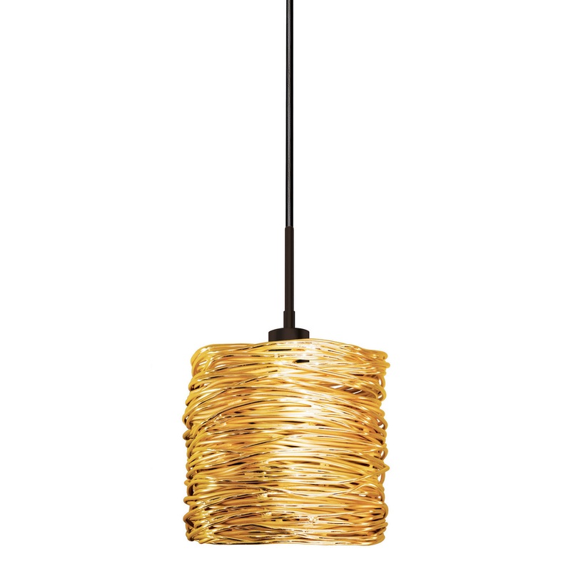 One Light Pendant from the Coil Short Collection in Bronze Finish by Stone Lighting