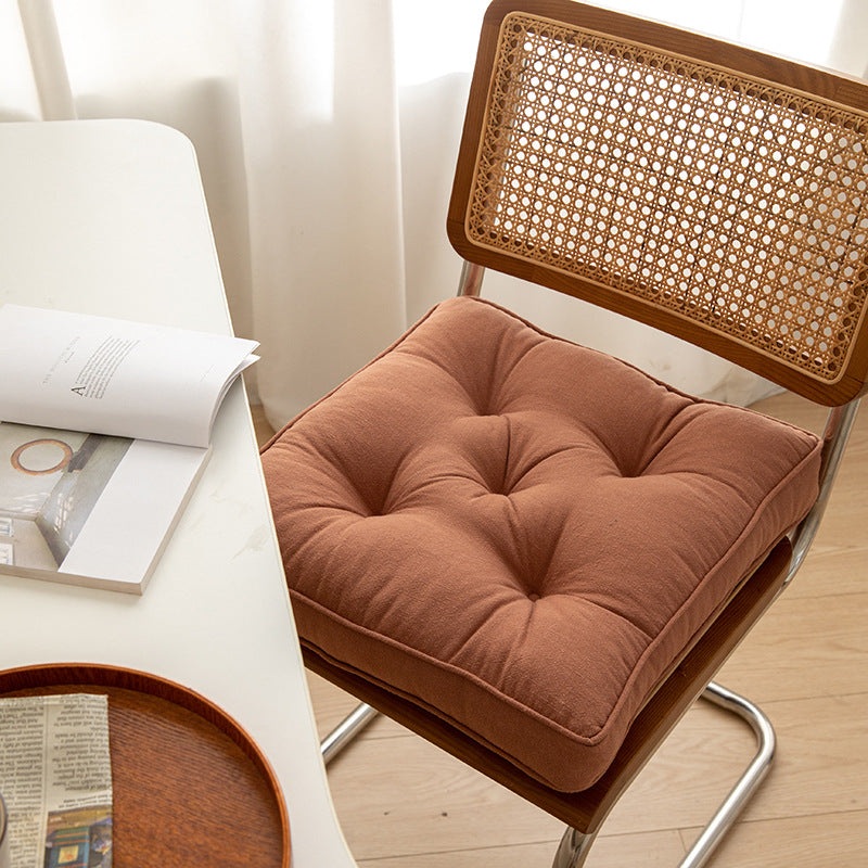 Orange Soft And Thick Seat Cushion – Cotton Linen Blend Chair Pad with Ties – 43x43cm