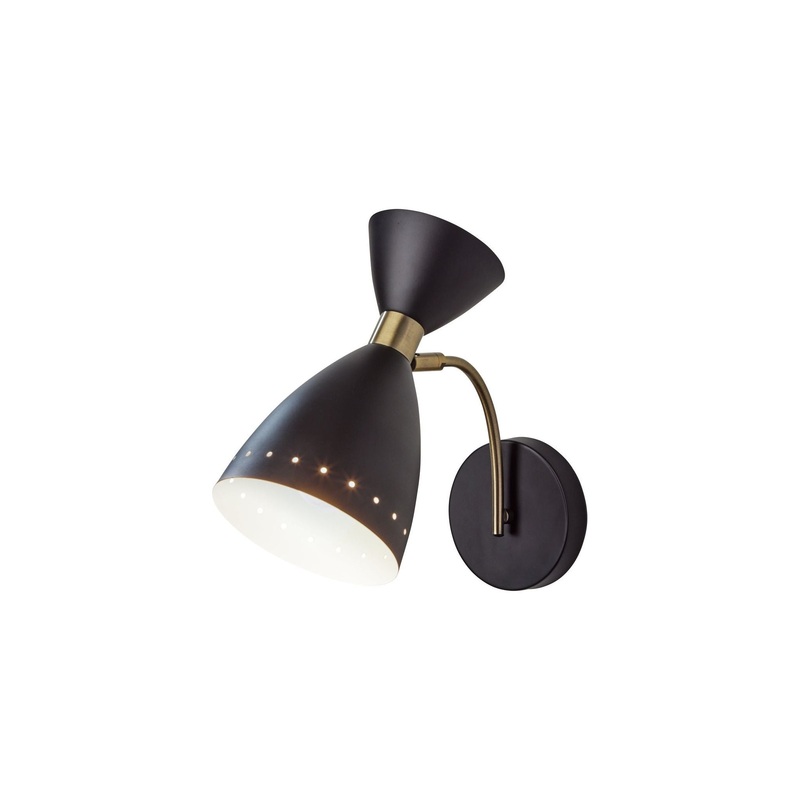 Oscar Wall Light Black with Antique Brass Accents