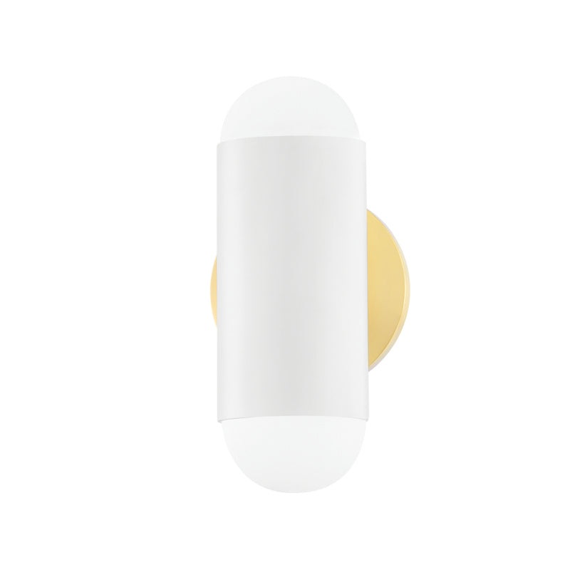 Two Light Wall Sconce from the Kira Collection in Aged Brass/Soft White Combo Finish by Mitzi
