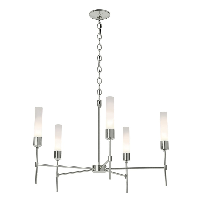 Vela 5-Arm Chandelier Sterling Frosted Glass (FD)