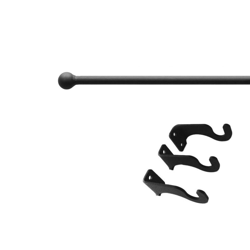 Village Wrought Iron CUR-87-60-S Ball Curtain Rod Med (Hardware is INCLUDED)