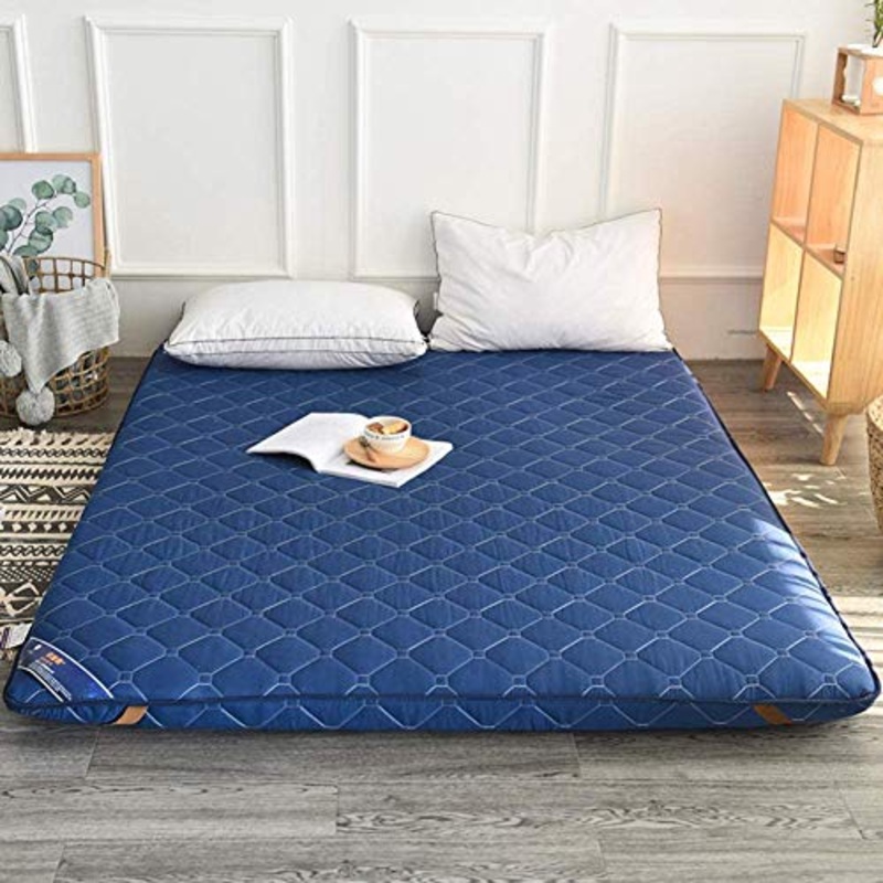 Z&HA Materasso Futon Caldo Spesso, Materasso Futon Memory Foam, Materasso Letto Pieghevole con Cuscino Antiscivolo,Blu,150x 200cm