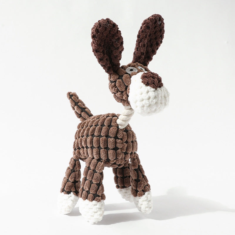 3pcs Brown Goofy Plush Donkey Squeaky Dog Toy – Large Interactive Chew & Cuddle Buddy
