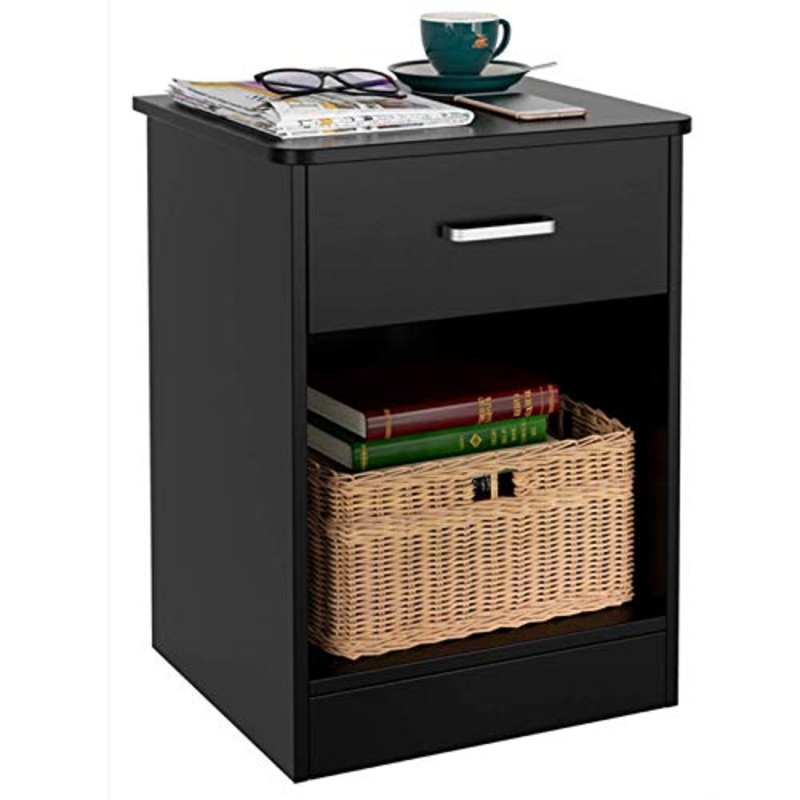 Comodino con Cassetti, Comodini da Camera da Letto, Comodini, Armadietto per Archivio, Cassetto Scorrevole e Ripiano per Ufficio in Casa (Nero),