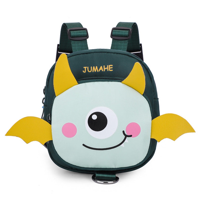 Dark Green Adorable Monster Pet Backpack Harness – Small Dog & Cat Treat Pouch with Poop Bag Dispenser