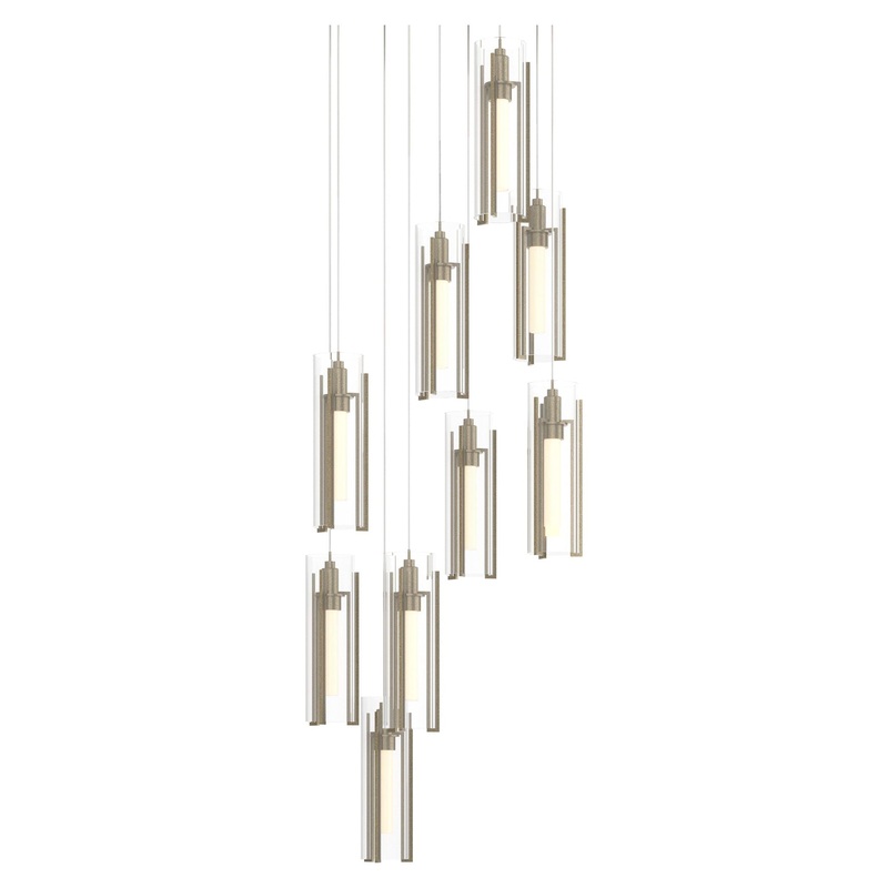 Exos Glass 9-Light Pendant Soft Gold Clear Glass (ZM)