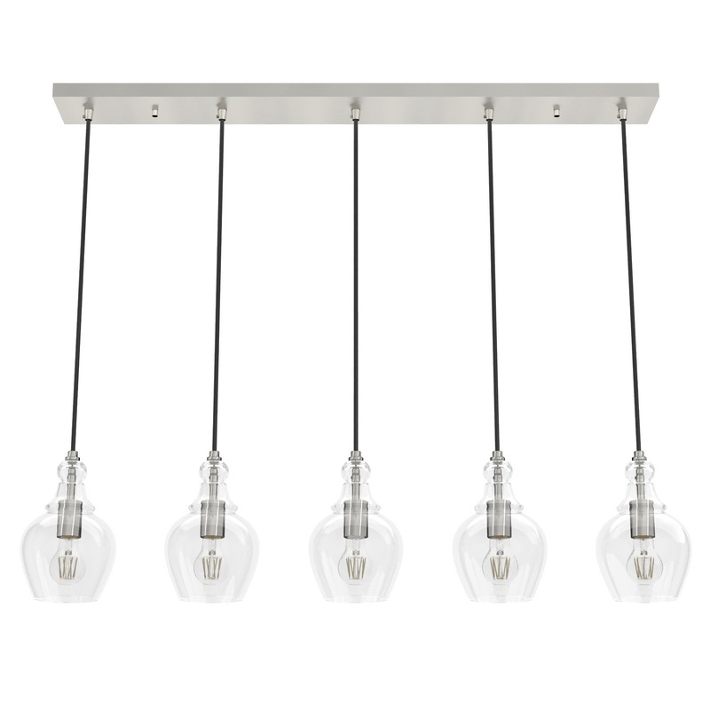 Five Light Linear Cluster from the Maple Park Collection in Brushed Nickel Finish by Hunter