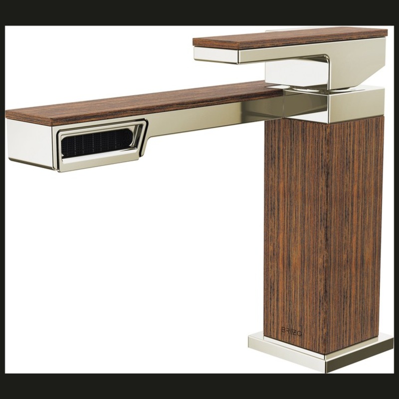 Lavatory Faucet Frank Lloyd Wright 1 Lever ADA WaterSense Brilliance Polished Nickel/Teak Wood 1.2 Gallons per Minute