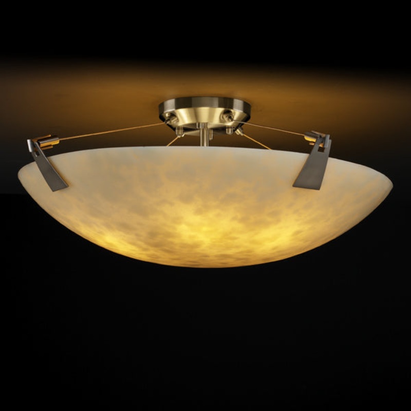 LED Semi-Flush Mount from the Clouds Collection in Brushed Nickel Finish by Justice Designs