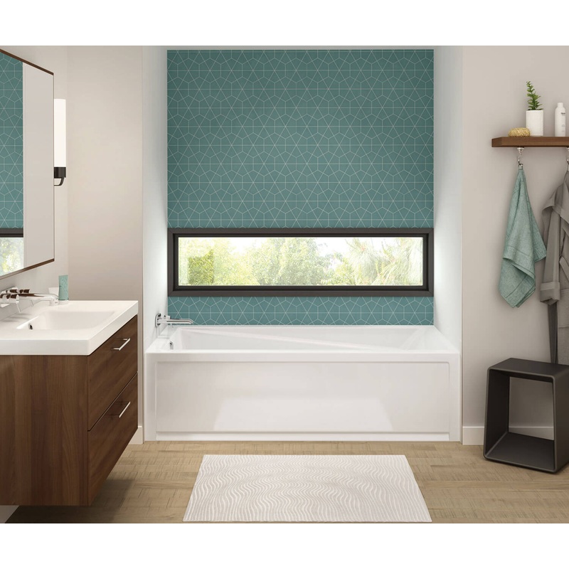 MAAX 106226-L-003-001 Exhibit 7232 IFS AFR Acrylic Alcove Left-Hand Drain Whirlpool Bathtub in White