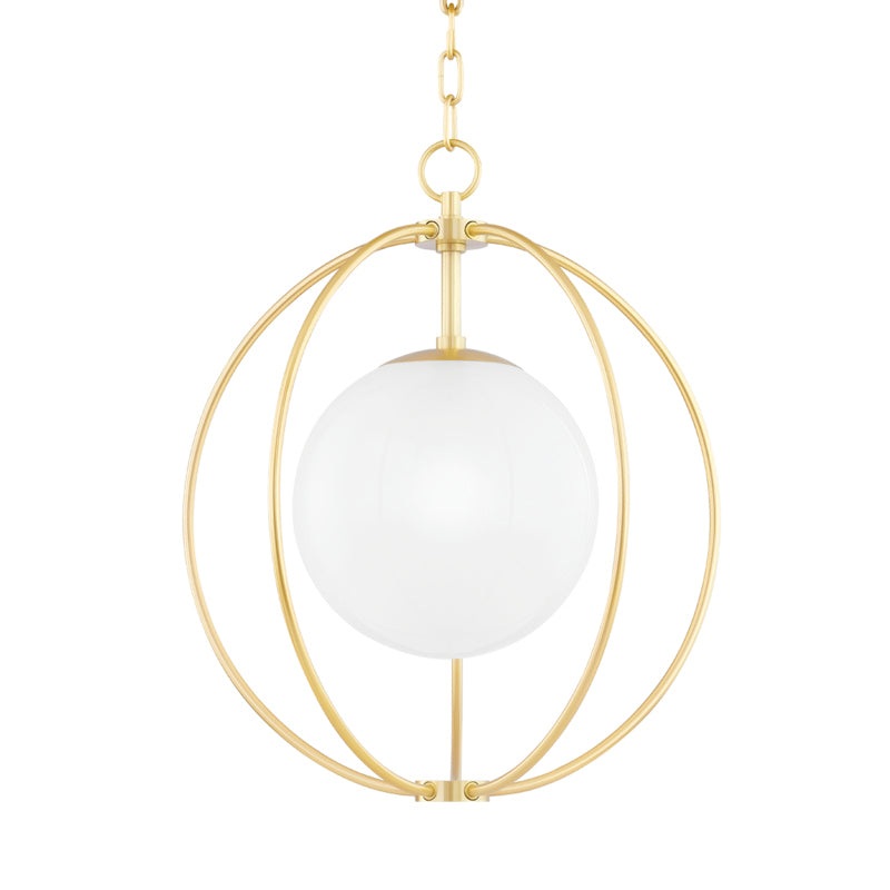 One Light Pendant from the Lyla Collection in Aged Brass Finish by Mitzi