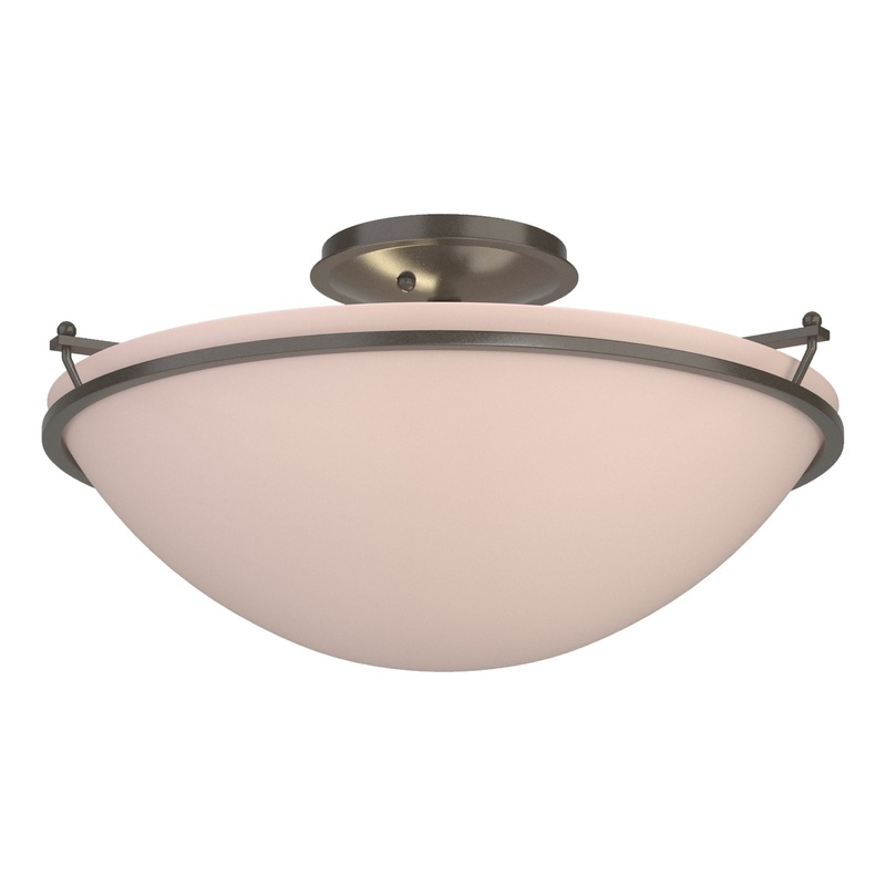Plain Large Semi-Flush Dark Smoke Sand Glass (SS)