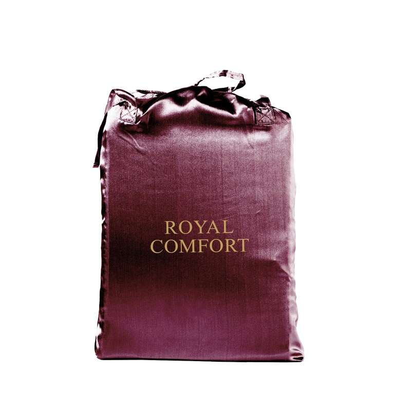 Royal Comfort Satin Sheet Set 3 Piece Fitted Sheet Pillowcase Soft  – King – Malaga Wine