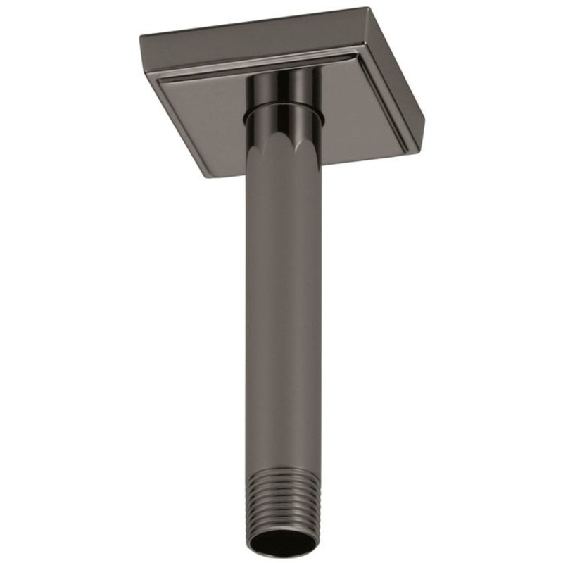 Shower Arm Universal Showering with Square Flange Brilliance Black Onyx 6 Inch 1/2″ NPT Brass Ceiling Mount