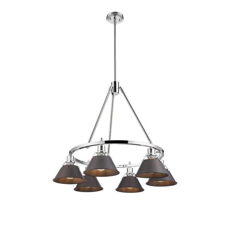 Six Light Chandelier from the Orwell Collection in Chrome Finish by Golden