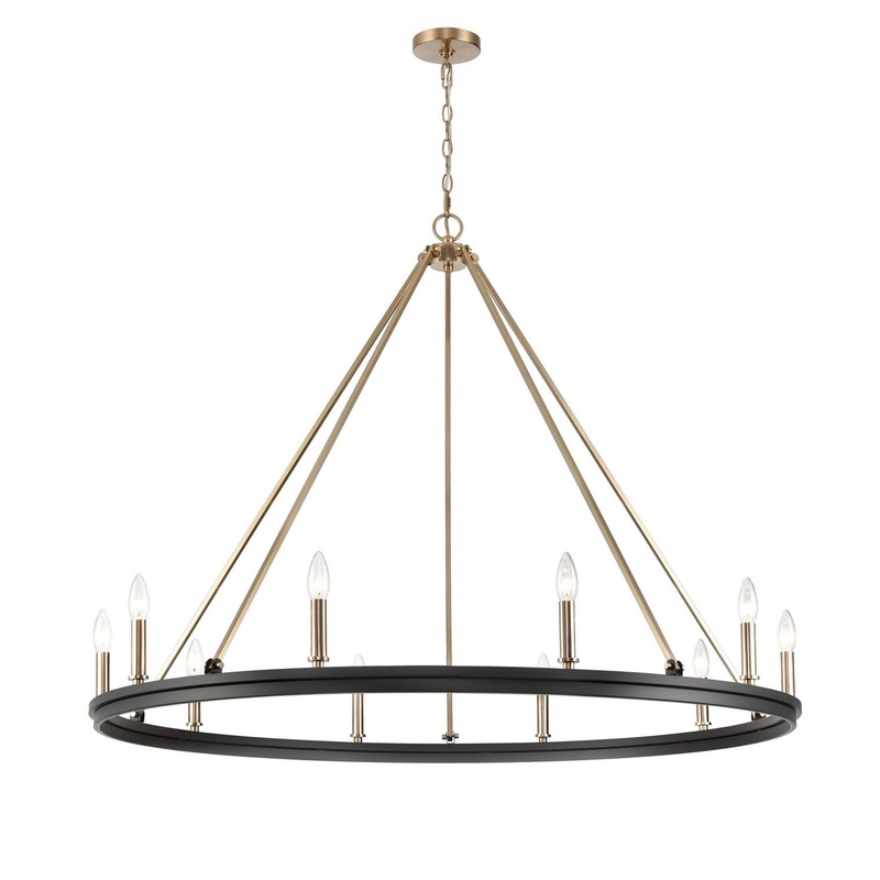 Ten Light Chandelier from the Carruth Collection in Matte Black Modern Gold Finish by Millennium