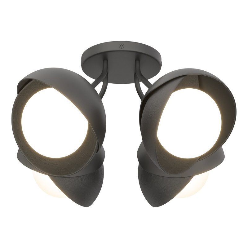 Brooklyn 4-Light Double Shade Semi-Flush Black Black