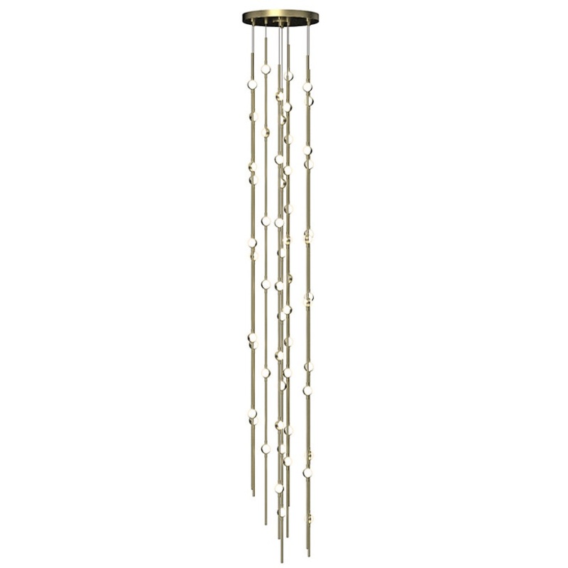 Constellation Andromeda Tall 12″ Round LED Pendant Satin Brass with White Optical Acrylic 3000K 20′ Adjustable Cord